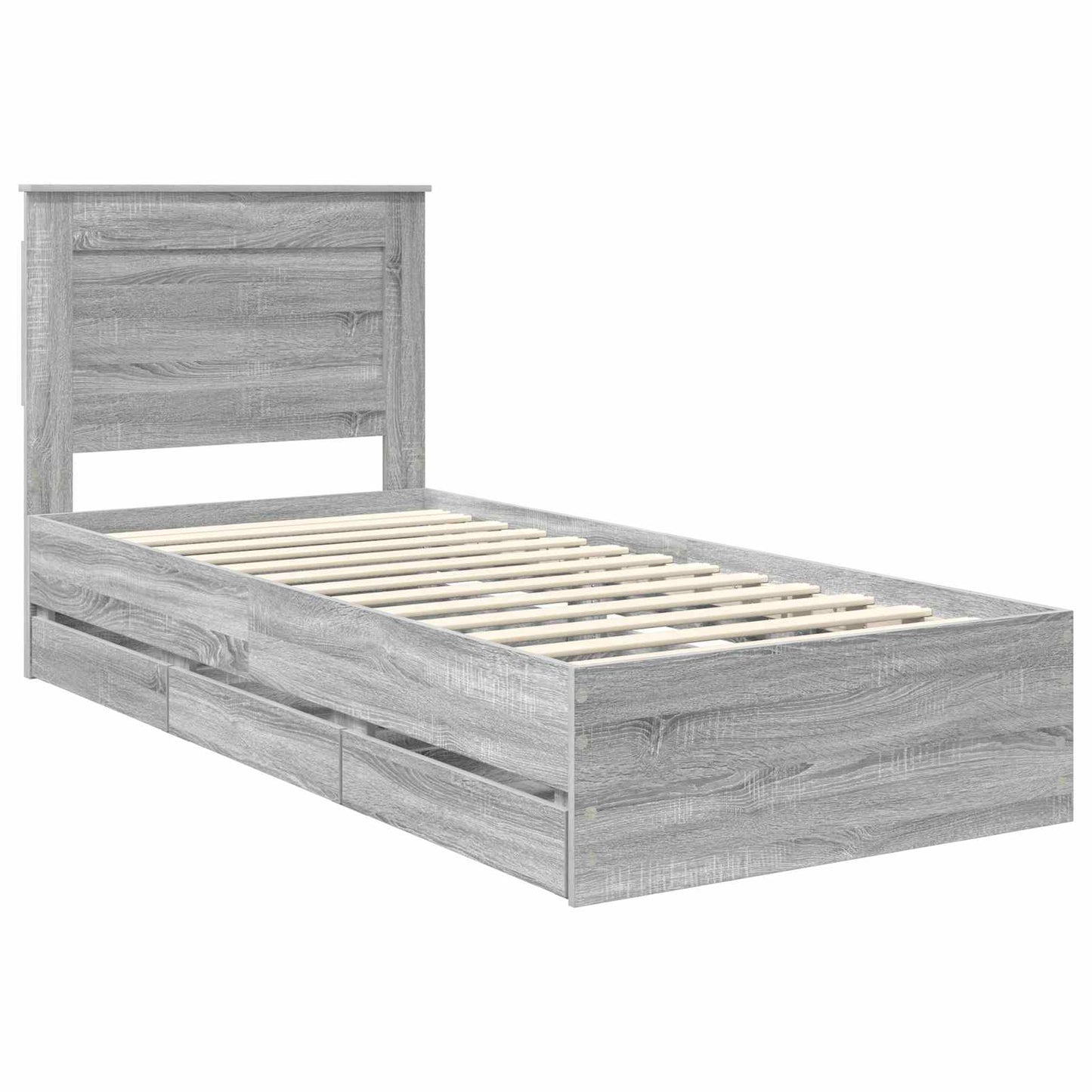 Bed Frame with Drawer Grey Sonoma 100 x 200 cm Engineer Wood