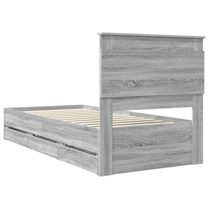 Bed Frame with Drawer Grey Sonoma 100 x 200 cm Engineer Wood