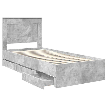 Bed Frame with Drawer Concrete Grey 90 x 190 cm Engineer Wood