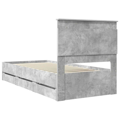 Bed Frame with Drawer Concrete Grey 90 x 190 cm Engineer Wood
