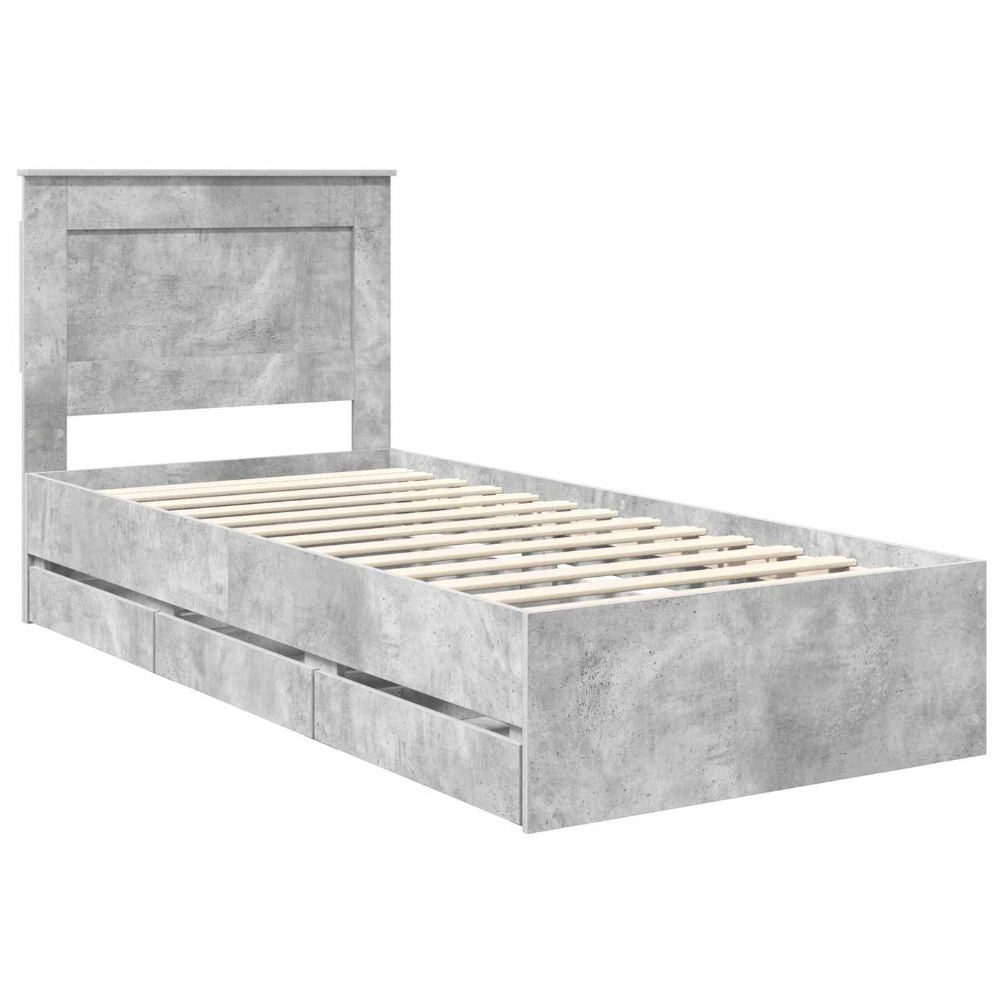 Bed Frame with Drawer Concrete Grey 90 x 200 cm Engineer Wood