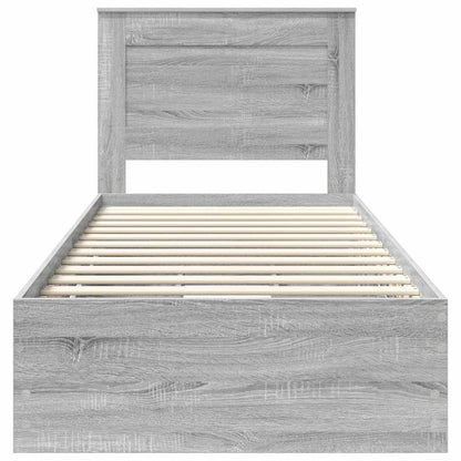 Bed Frame with Drawer Grey Sonoma 90 x 200 cm Engineer Wood