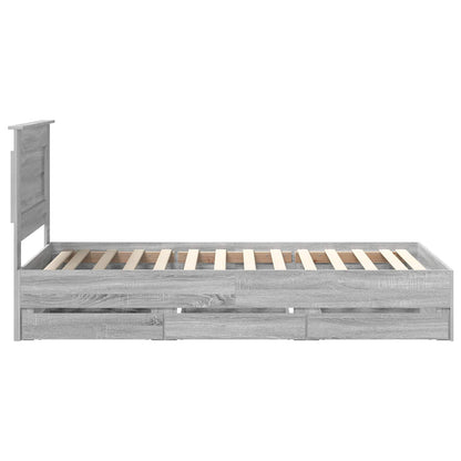 Bed Frame with Drawer Grey Sonoma 90 x 200 cm Engineer Wood