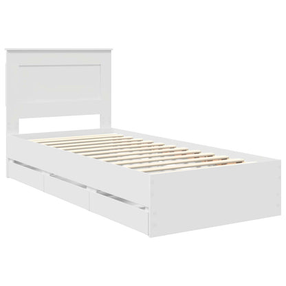 Bed Frame with Drawer White 75 x 190 cm Engineer Wood