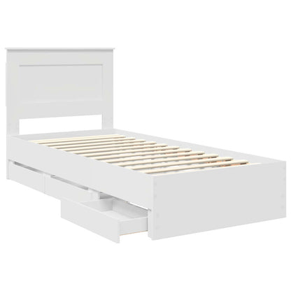 Bed Frame with Drawer White 75 x 190 cm Engineer Wood