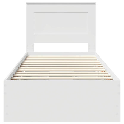 Bed Frame with Drawer White 75 x 190 cm Engineer Wood