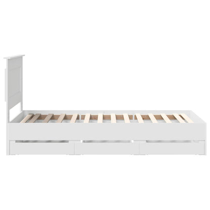 Bed Frame with Drawer White 75 x 190 cm Engineer Wood