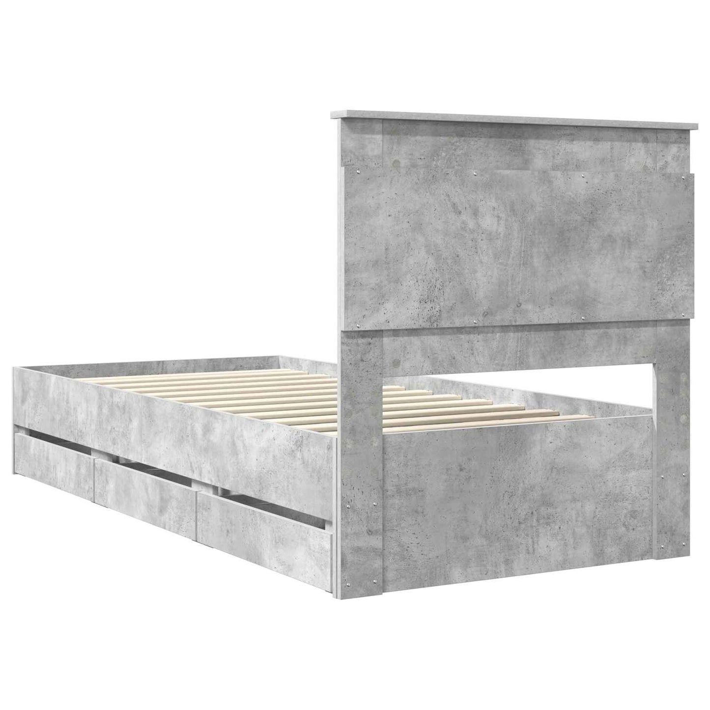 Bed Frame with Drawer Concrete Grey 75 x 190 cm Engineer Wood