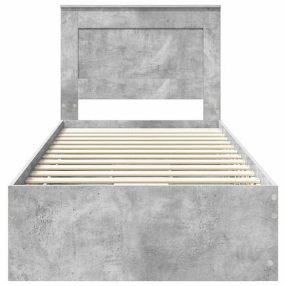 Bed Frame with Drawer Concrete Grey 75 x 190 cm Engineer Wood