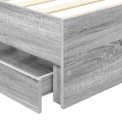 Bed Frame with Drawer Grey Sonoma 75 x 190 cm Engineer Wood