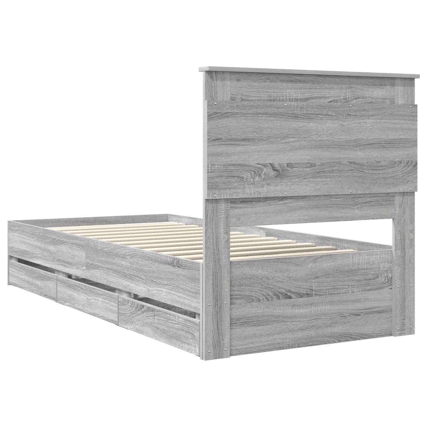 Bed Frame with Drawer Grey Sonoma 75 x 190 cm Engineer Wood