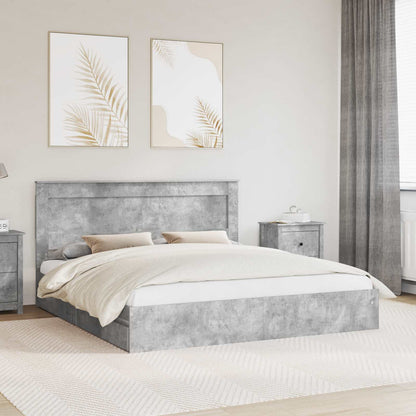 Storage Bed Concrete Grey 200 x 200 cm Engineered Wood