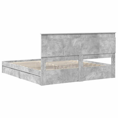 Storage Bed Concrete Grey 200 x 200 cm Engineered Wood