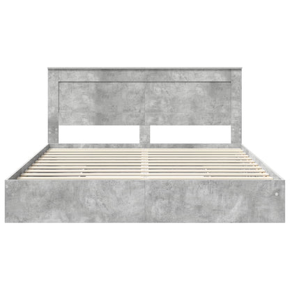 Storage Bed Concrete Grey 200 x 200 cm Engineered Wood