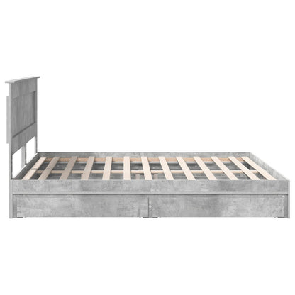 Storage Bed Concrete Grey 200 x 200 cm Engineered Wood