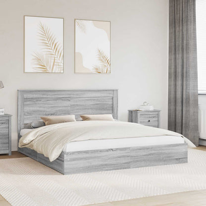 Storage Bed Grey Sonoma 200 x 200 cm Engineered Wood