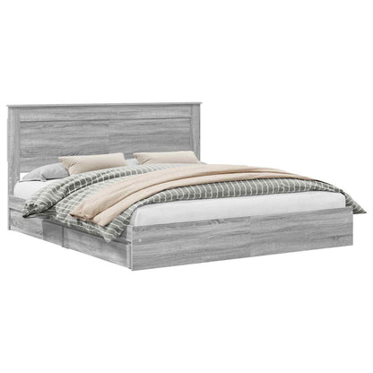 Storage Bed Grey Sonoma 200 x 200 cm Engineered Wood