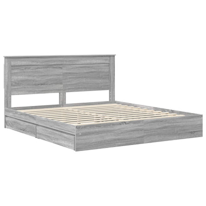 Storage Bed Grey Sonoma 200 x 200 cm Engineered Wood