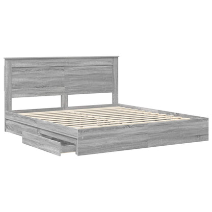 Storage Bed Grey Sonoma 200 x 200 cm Engineered Wood