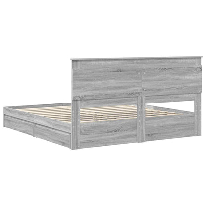 Storage Bed Grey Sonoma 200 x 200 cm Engineered Wood