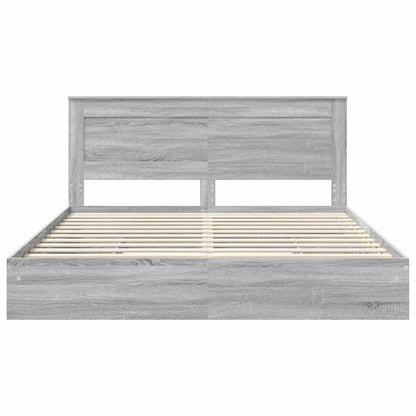 Storage Bed Grey Sonoma 200 x 200 cm Engineered Wood