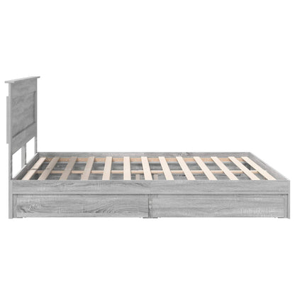 Storage Bed Grey Sonoma 200 x 200 cm Engineered Wood