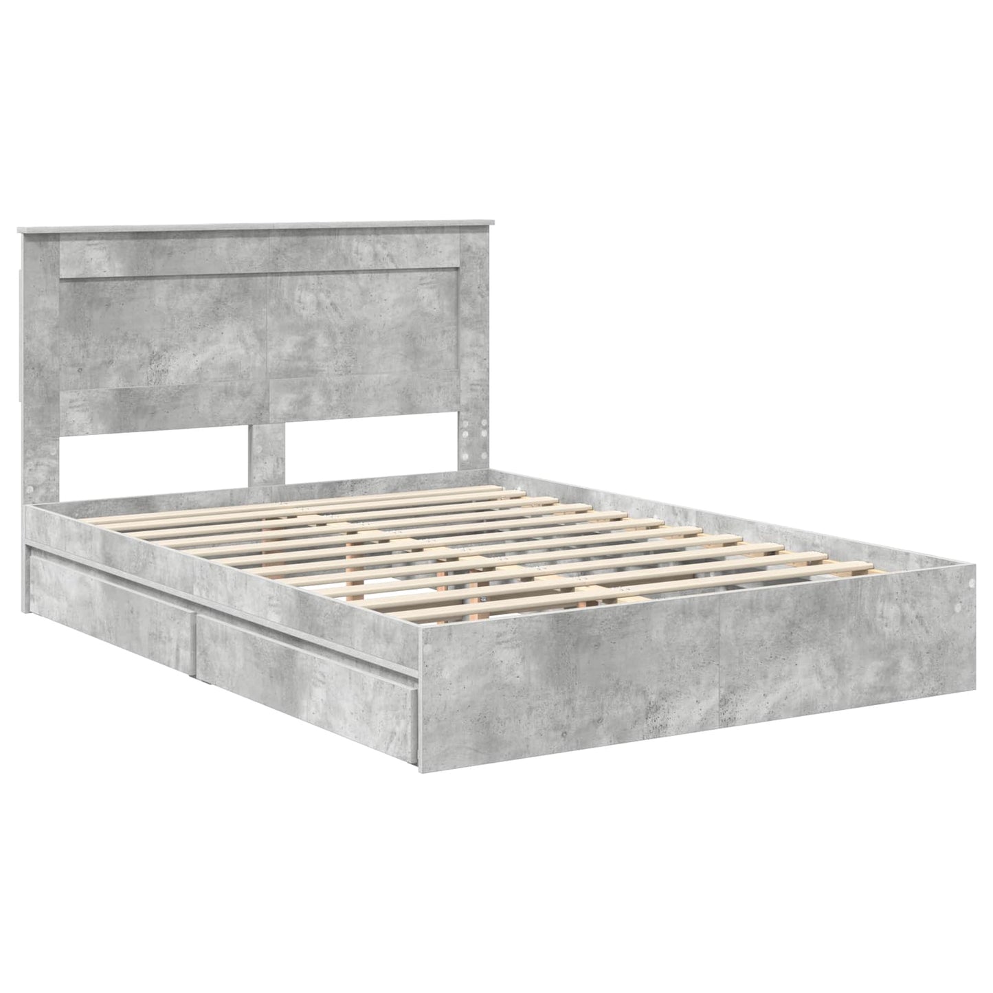 Storage Bed Concrete Grey 150 x 200 cm Engineered Wood