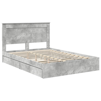 Storage Bed Concrete Grey 150 x 200 cm Engineered Wood