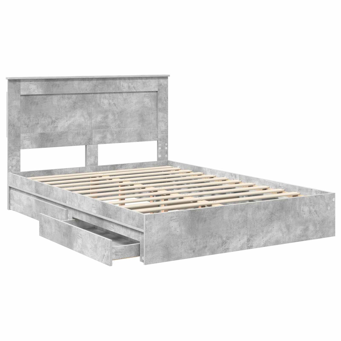 Storage Bed Concrete Grey 150 x 200 cm Engineered Wood