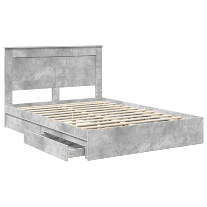 Storage Bed Concrete Grey 150 x 200 cm Engineered Wood