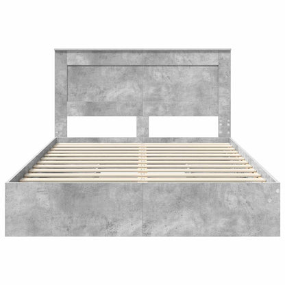 Storage Bed Concrete Grey 150 x 200 cm Engineered Wood