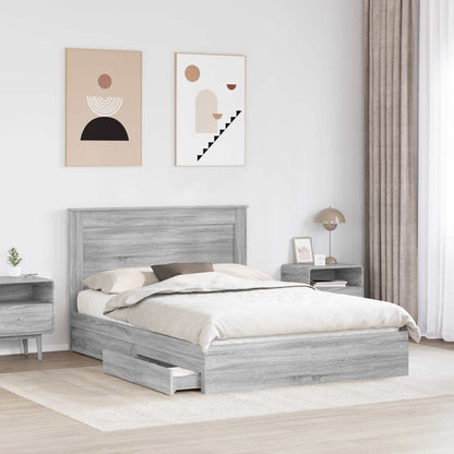 Storage Bed Grey Sonoma 140 x 200 cm Engineered Wood