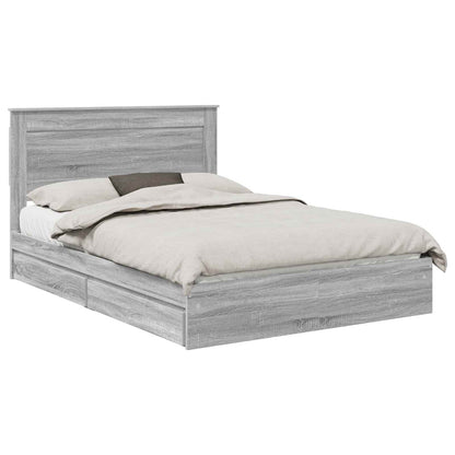 Storage Bed Grey Sonoma 140 x 200 cm Engineered Wood