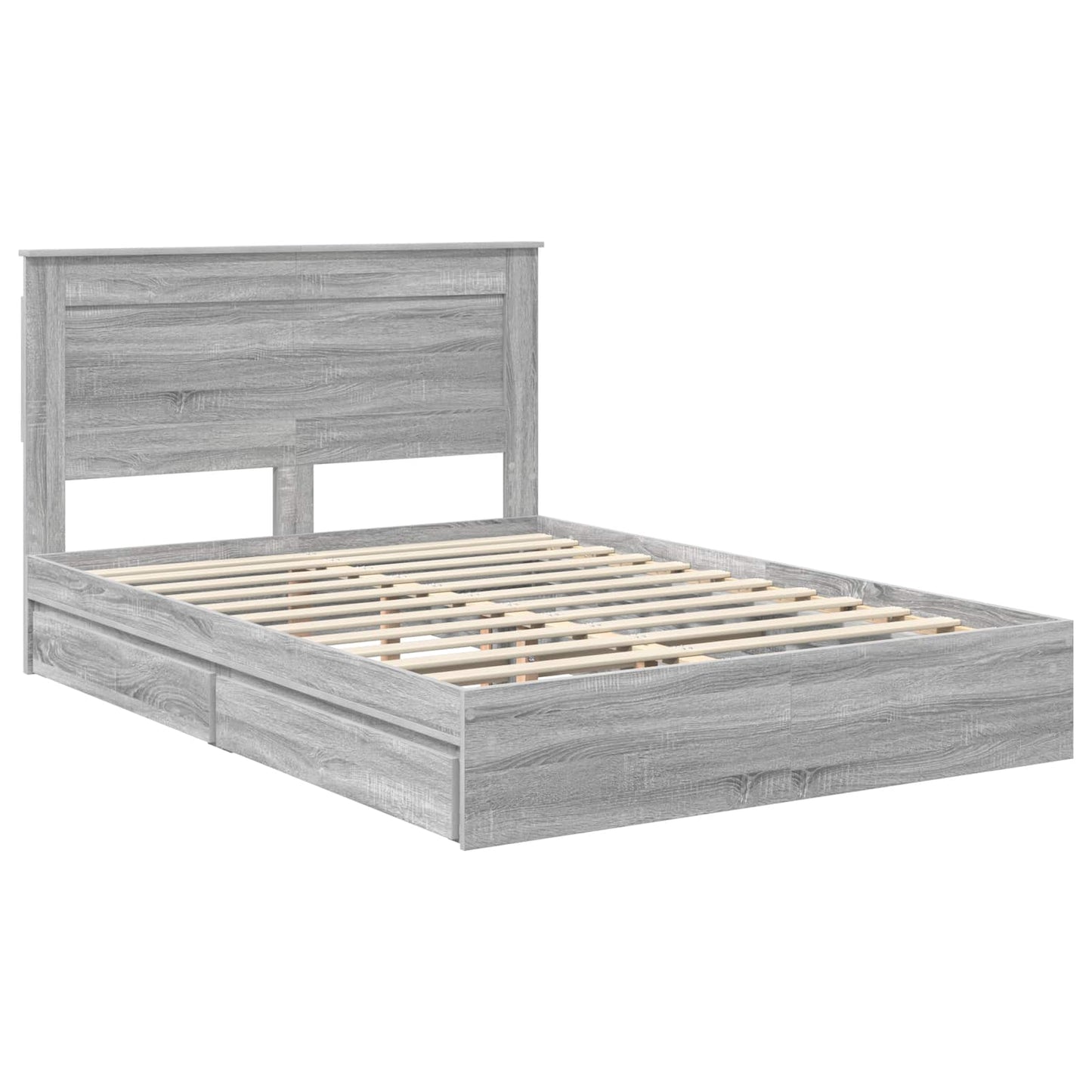 Storage Bed Grey Sonoma 140 x 200 cm Engineered Wood