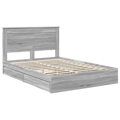 Storage Bed Grey Sonoma 140 x 200 cm Engineered Wood
