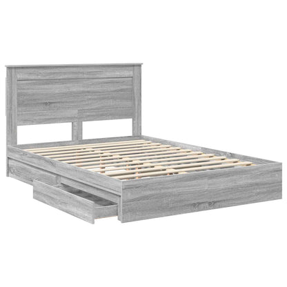 Storage Bed Grey Sonoma 140 x 200 cm Engineered Wood