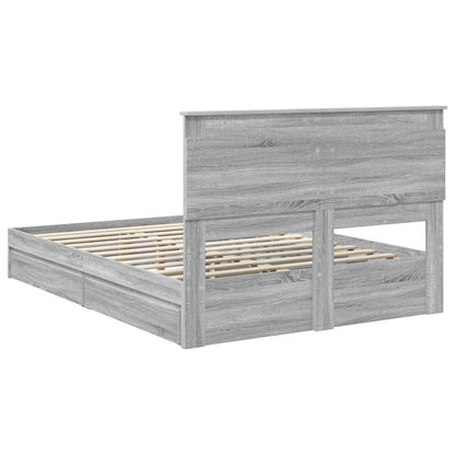 Storage Bed Grey Sonoma 140 x 200 cm Engineered Wood