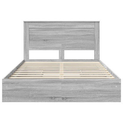 Storage Bed Grey Sonoma 140 x 200 cm Engineered Wood