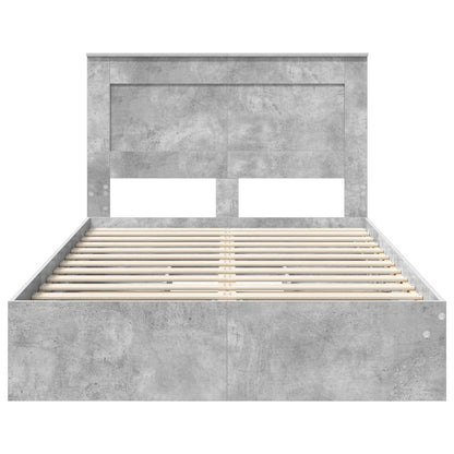 Storage Bed Concrete Grey 135 x 190 cm Engineered Wood
