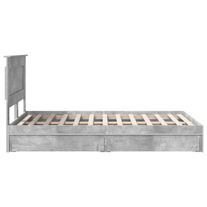 Storage Bed Concrete Grey 135 x 190 cm Engineered Wood
