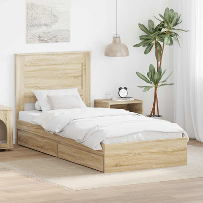 Storage Bed with Drawer Sonoma Oak 100 x 200 cm Engineered Wood