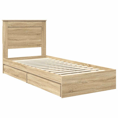 Storage Bed with Drawer Sonoma Oak 100 x 200 cm Engineered Wood