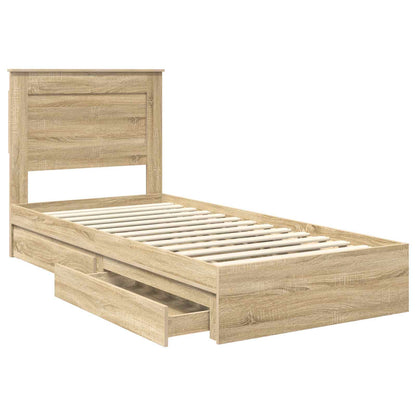 Storage Bed with Drawer Sonoma Oak 100 x 200 cm Engineered Wood
