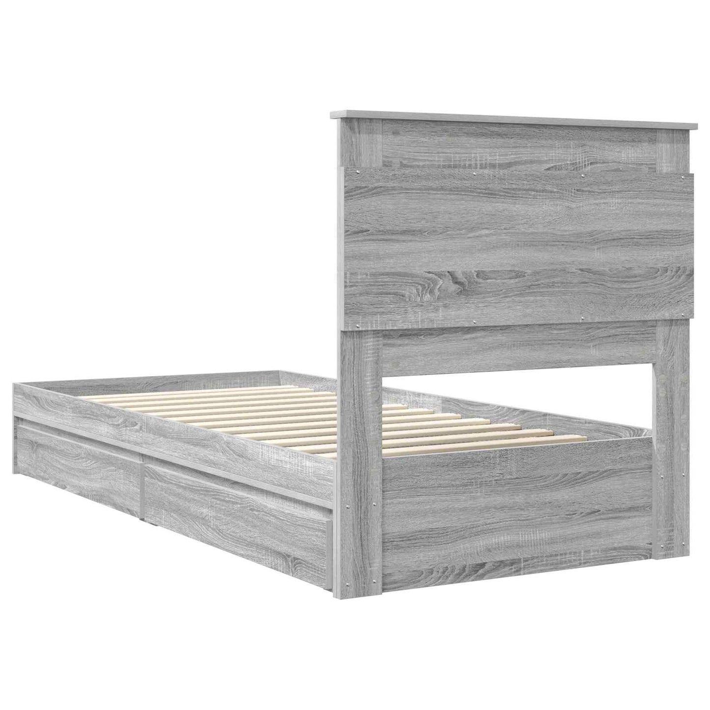 Storage Bed Grey Sonoma 100 x 200 cm Engineered Wood