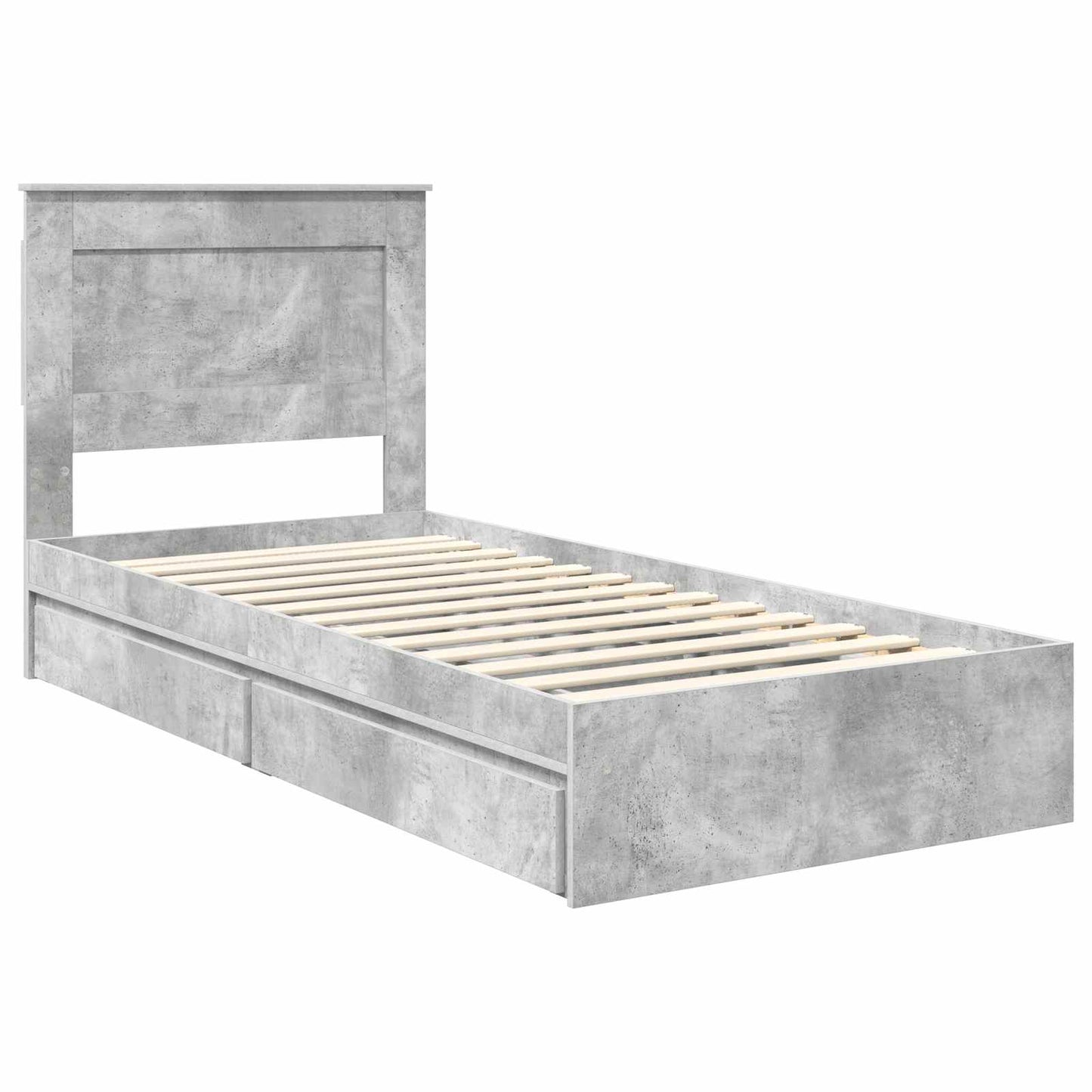 Storage Bed Concrete Grey 90 x 190 cm Engineered Wood