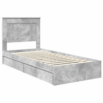 Storage Bed Concrete Grey 90 x 190 cm Engineered Wood
