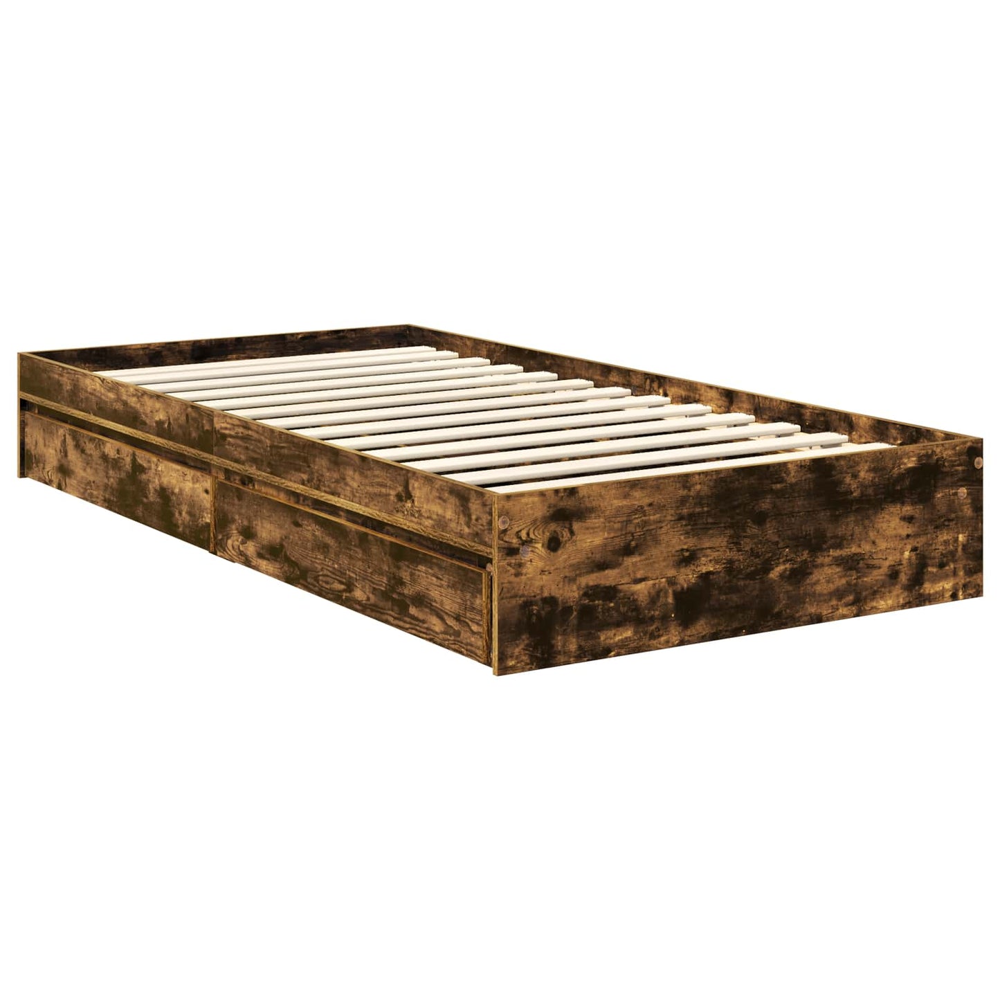 Storage Bed with Drawer Smoked Oak 90 x 190 cm Engineered Wood