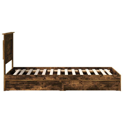 Storage Bed with Drawer Smoked Oak 90 x 190 cm Engineered Wood