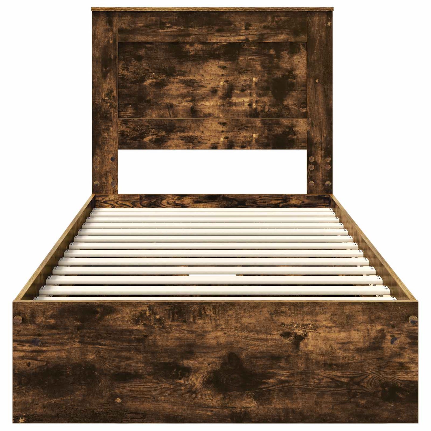 Storage Bed with Drawer Smoked Oak 90 x 200 cm Engineered Wood