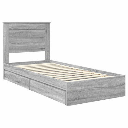 Storage Bed with Drawer Grey Sonoma 90 x 200 cm Engineered Wood